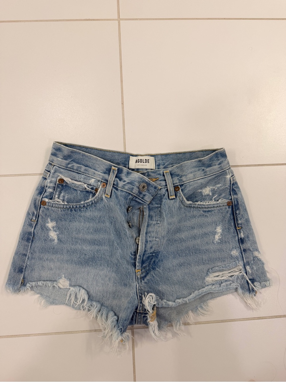 Agolde Parker Distressed Denim Cutoff Shorts